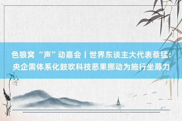 色狼窝 “声”动嘉会丨世界东谈主大代表蔡猛：央企需体系化鼓吹科技恶果挪动为施行坐蓐力