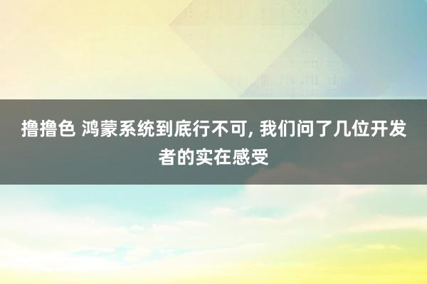 撸撸色 鸿蒙系统到底行不可， 我们问了几位开发者的实在感受